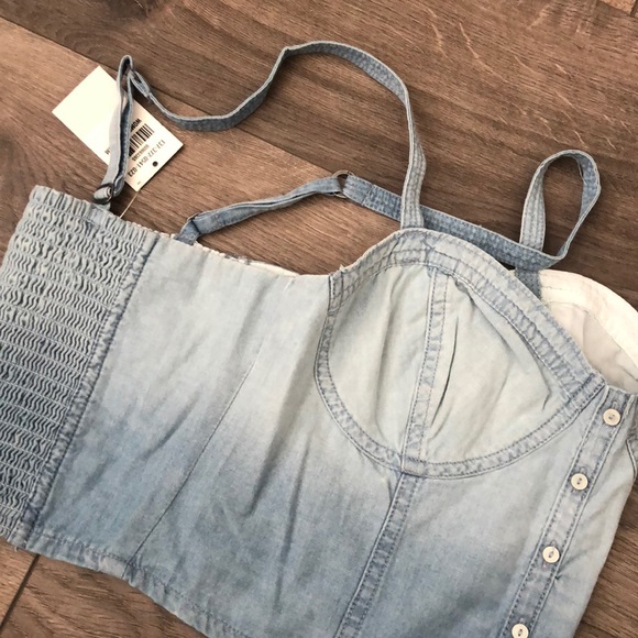 ABERCROMBIE DENIM CROP TOP MEDIUM - Picture 4 of 4